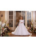 Long Sleeves Beaded Ivory Printed Tulle Flower Girl Dress